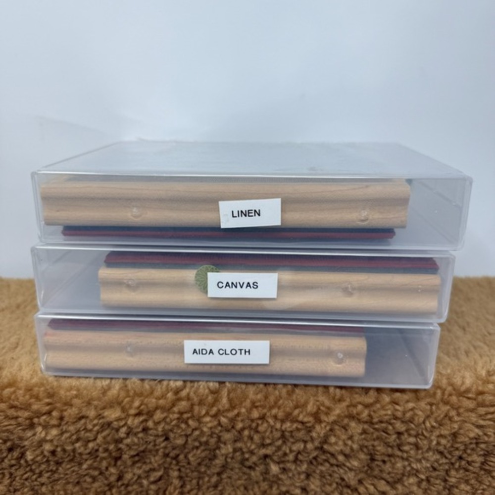 Lot of 3 Stampin' Up 6x5" XL‎ Wood Rubber Background Stamps - Canvas Linen Aida